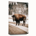 Farmhouse Wall Art – Majestic Bison in Winter Landscape for Rustic Homes