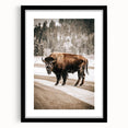 Farmhouse Wall Art – Majestic Bison in Winter Landscape for Rustic Homes