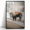 Farmhouse Wall Art – Majestic Bison in Winter Landscape for Rustic Homes