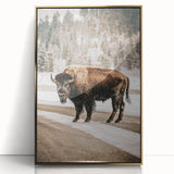 Farmhouse Wall Art – Majestic Bison in Winter Landscape for Rustic Homes