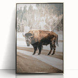 Farmhouse Wall Art – Majestic Bison in Winter Landscape for Rustic Homes