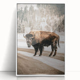 Farmhouse Wall Art – Majestic Bison in Winter Landscape for Rustic Homes