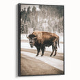 Farmhouse Wall Art – Majestic Bison in Winter Landscape for Rustic Homes