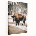 Farmhouse Wall Art – Majestic Bison in Winter Landscape for Rustic Homes