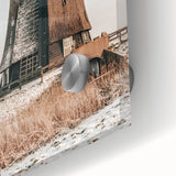 Farmhouse Wall Art – Rustic Windmill in Snowy Landscape for Country Decor