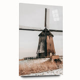 Farmhouse Wall Art – Rustic Windmill in Snowy Landscape for Country Decor