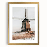 Farmhouse Wall Art – Rustic Windmill in Snowy Landscape for Country Decor