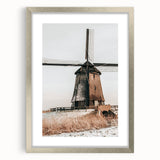 Farmhouse Wall Art – Rustic Windmill in Snowy Landscape for Country Decor