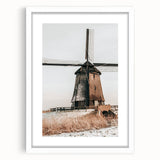 Farmhouse Wall Art – Rustic Windmill in Snowy Landscape for Country Decor