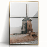 Farmhouse Wall Art – Rustic Windmill in Snowy Landscape for Country Decor