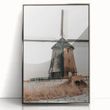 Farmhouse Wall Art – Rustic Windmill in Snowy Landscape for Country Decor