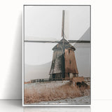 Farmhouse Wall Art – Rustic Windmill in Snowy Landscape for Country Decor