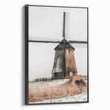 Farmhouse Wall Art – Rustic Windmill in Snowy Landscape for Country Decor