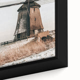 Farmhouse Wall Art – Rustic Windmill in Snowy Landscape for Country Decor
