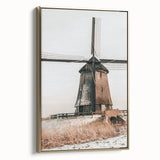 Farmhouse Wall Art – Rustic Windmill in Snowy Landscape for Country Decor