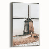Farmhouse Wall Art – Rustic Windmill in Snowy Landscape for Country Decor