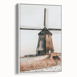 Farmhouse Wall Art – Rustic Windmill in Snowy Landscape for Country Decor
