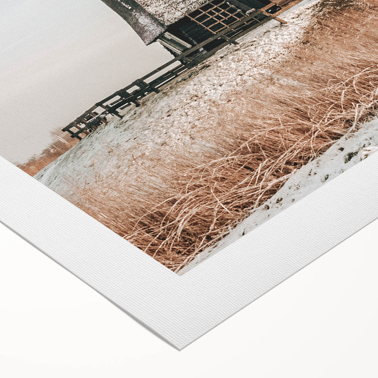 Farmhouse Wall Art – Rustic Windmill in Snowy Landscape for Country Decor