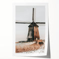 Farmhouse Wall Art – Rustic Windmill in Snowy Landscape for Country Decor