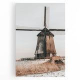 Farmhouse Wall Art – Rustic Windmill in Snowy Landscape for Country Decor