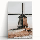 Farmhouse Wall Art – Rustic Windmill in Snowy Landscape for Country Decor