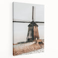 Farmhouse Wall Art – Rustic Windmill in Snowy Landscape for Country Decor