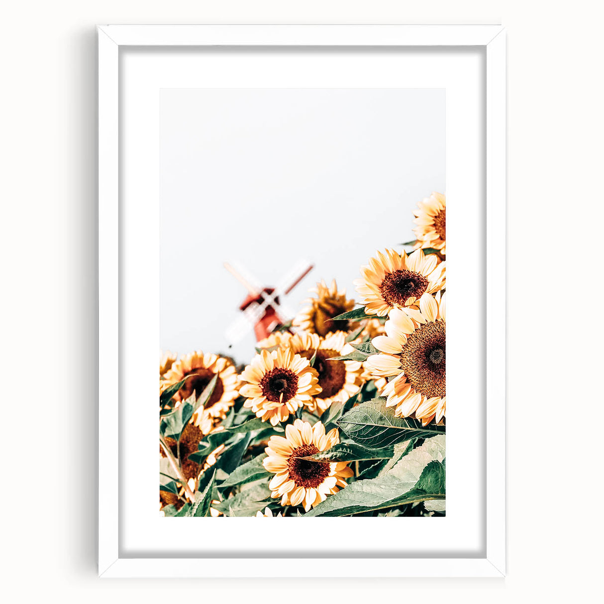 Farmhouse Wall Art – Bright Sunflowers with Rustic Windmill for Decor