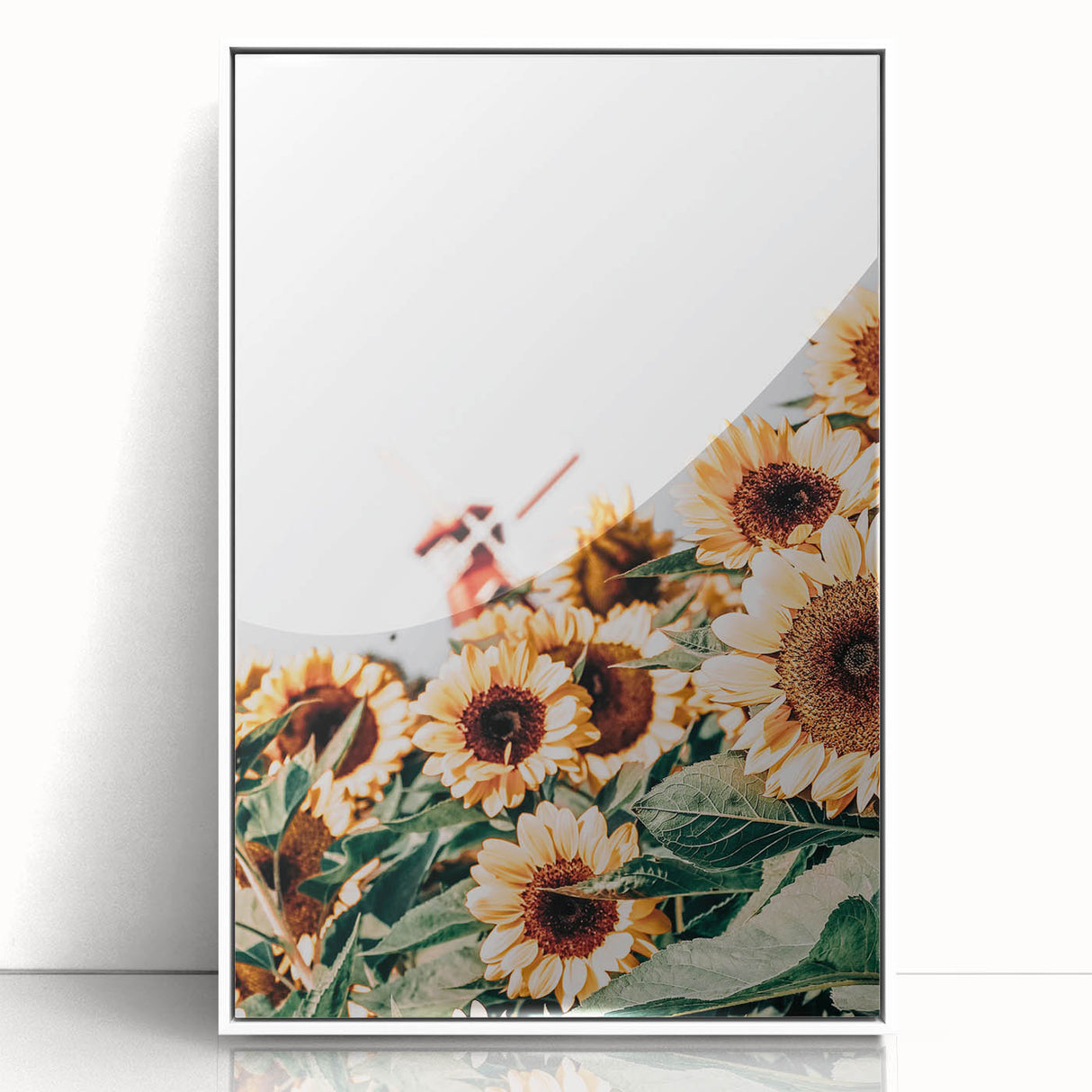 Farmhouse Wall Art – Bright Sunflowers with Rustic Windmill for Decor