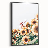 Farmhouse Wall Art – Bright Sunflowers with Rustic Windmill for Decor