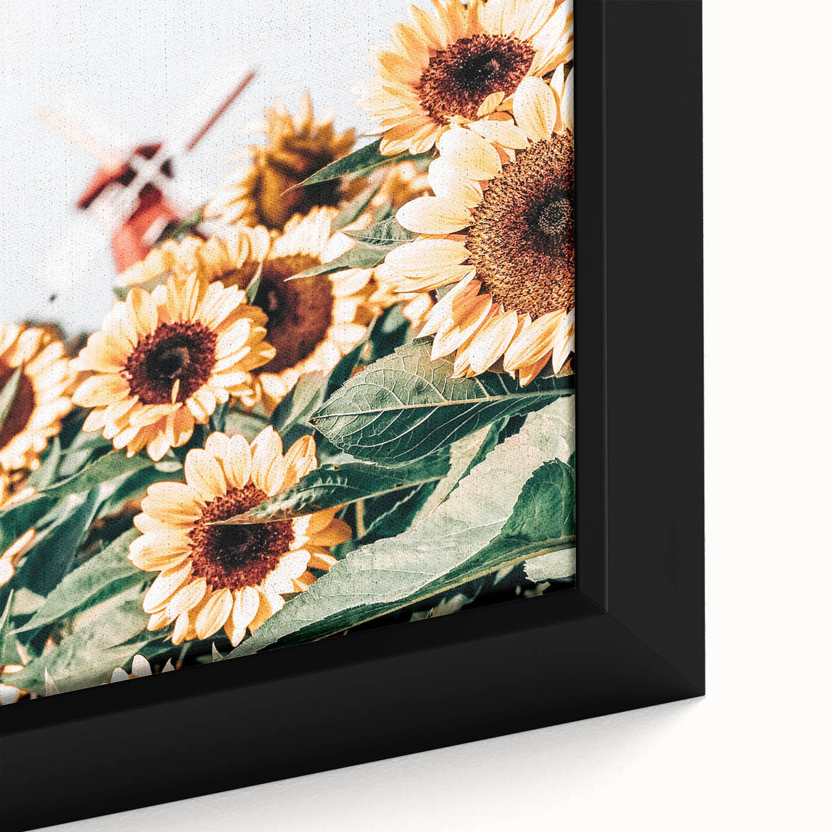 Farmhouse Wall Art – Bright Sunflowers with Rustic Windmill for Decor