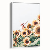 Farmhouse Wall Art – Bright Sunflowers with Rustic Windmill for Decor