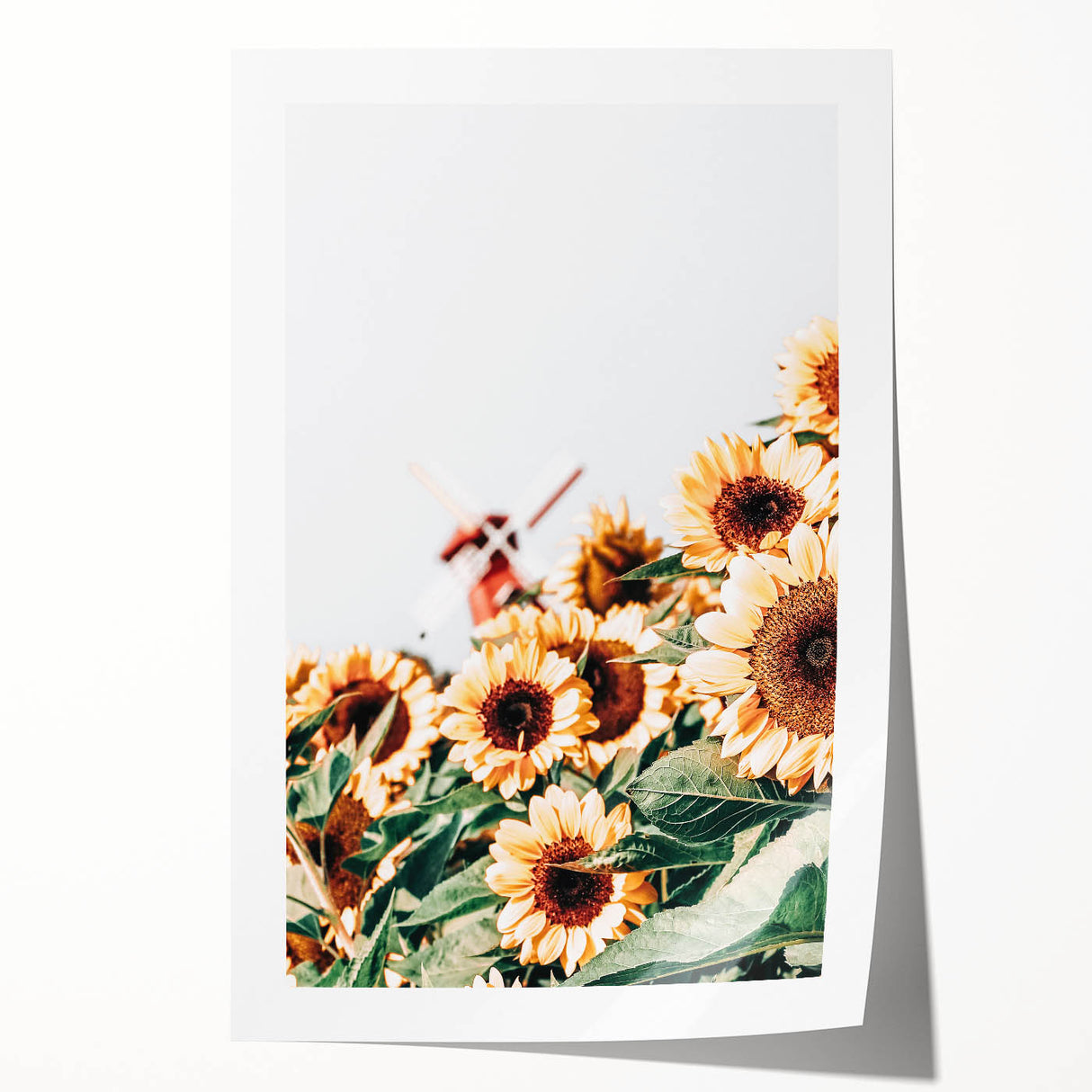 Farmhouse Wall Art – Bright Sunflowers with Rustic Windmill for Decor