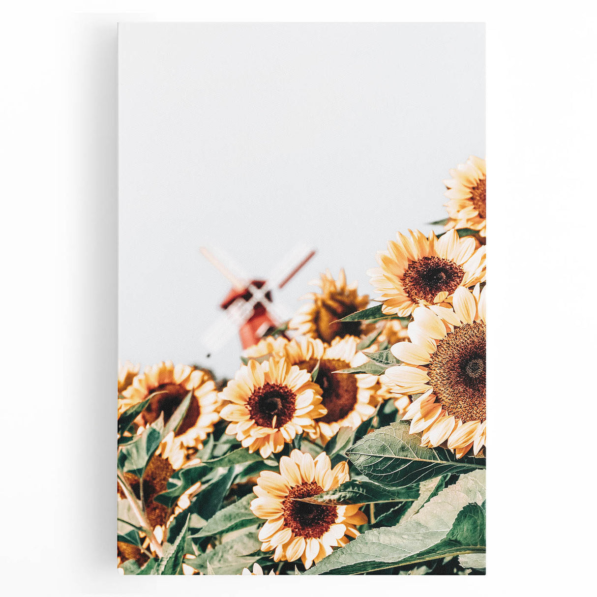 Farmhouse Wall Art – Bright Sunflowers with Rustic Windmill for Decor