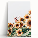 Farmhouse Wall Art – Bright Sunflowers with Rustic Windmill for Decor