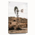 Farmhouse Wall Art – Rustic Windmill in Desert Landscape for Country Decor