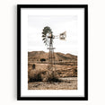 Farmhouse Wall Art – Rustic Windmill in Desert Landscape for Country Decor