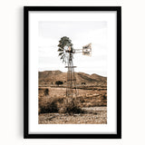 Farmhouse Wall Art – Rustic Windmill in Desert Landscape for Country Decor