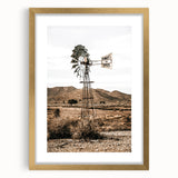 Farmhouse Wall Art – Rustic Windmill in Desert Landscape for Country Decor