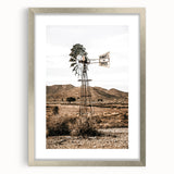 Farmhouse Wall Art – Rustic Windmill in Desert Landscape for Country Decor