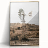 Farmhouse Wall Art – Rustic Windmill in Desert Landscape for Country Decor