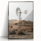 Farmhouse Wall Art – Rustic Windmill in Desert Landscape for Country Decor
