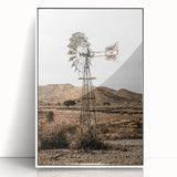 Farmhouse Wall Art – Rustic Windmill in Desert Landscape for Country Decor