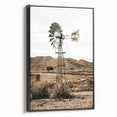 Farmhouse Wall Art – Rustic Windmill in Desert Landscape for Country Decor