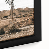 Farmhouse Wall Art – Rustic Windmill in Desert Landscape for Country Decor
