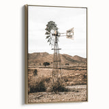 Farmhouse Wall Art – Rustic Windmill in Desert Landscape for Country Decor