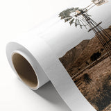 Farmhouse Wall Art – Rustic Windmill in Desert Landscape for Country Decor