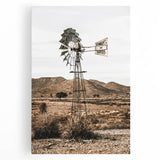 Farmhouse Wall Art – Rustic Windmill in Desert Landscape for Country Decor