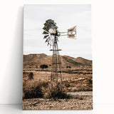 Farmhouse Wall Art – Rustic Windmill in Desert Landscape for Country Decor