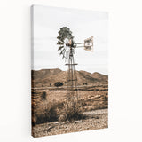 Farmhouse Wall Art – Rustic Windmill in Desert Landscape for Country Decor