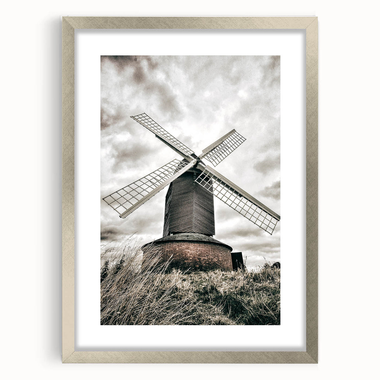 Farmhouse Wall Art – Classic Windmill with Dramatic Sky for Rustic Decor